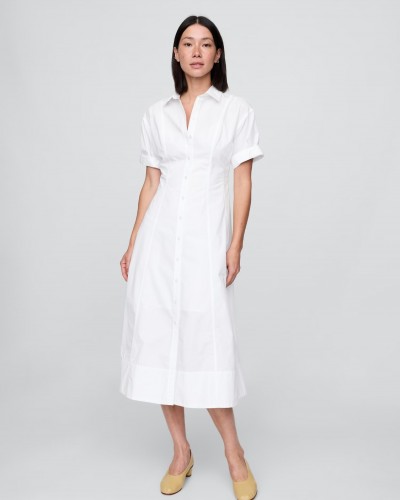 갭 포플린 롤커프 미디 셔츠원피스